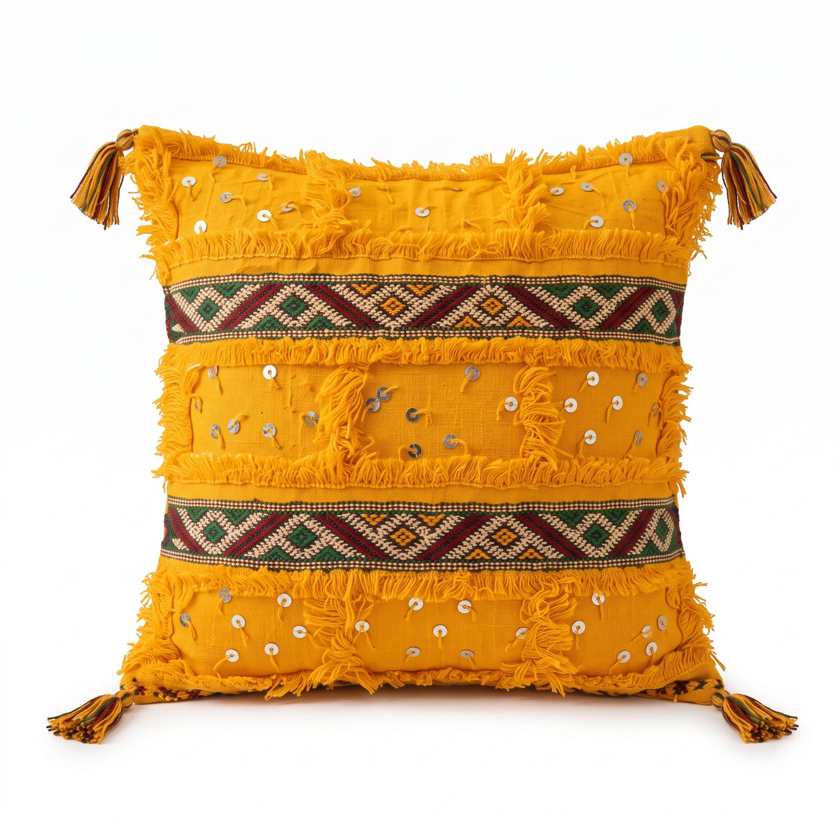 Housse de coussin TIZIRI Safran Royal - AYYUR, décoration marocaine artisanale
