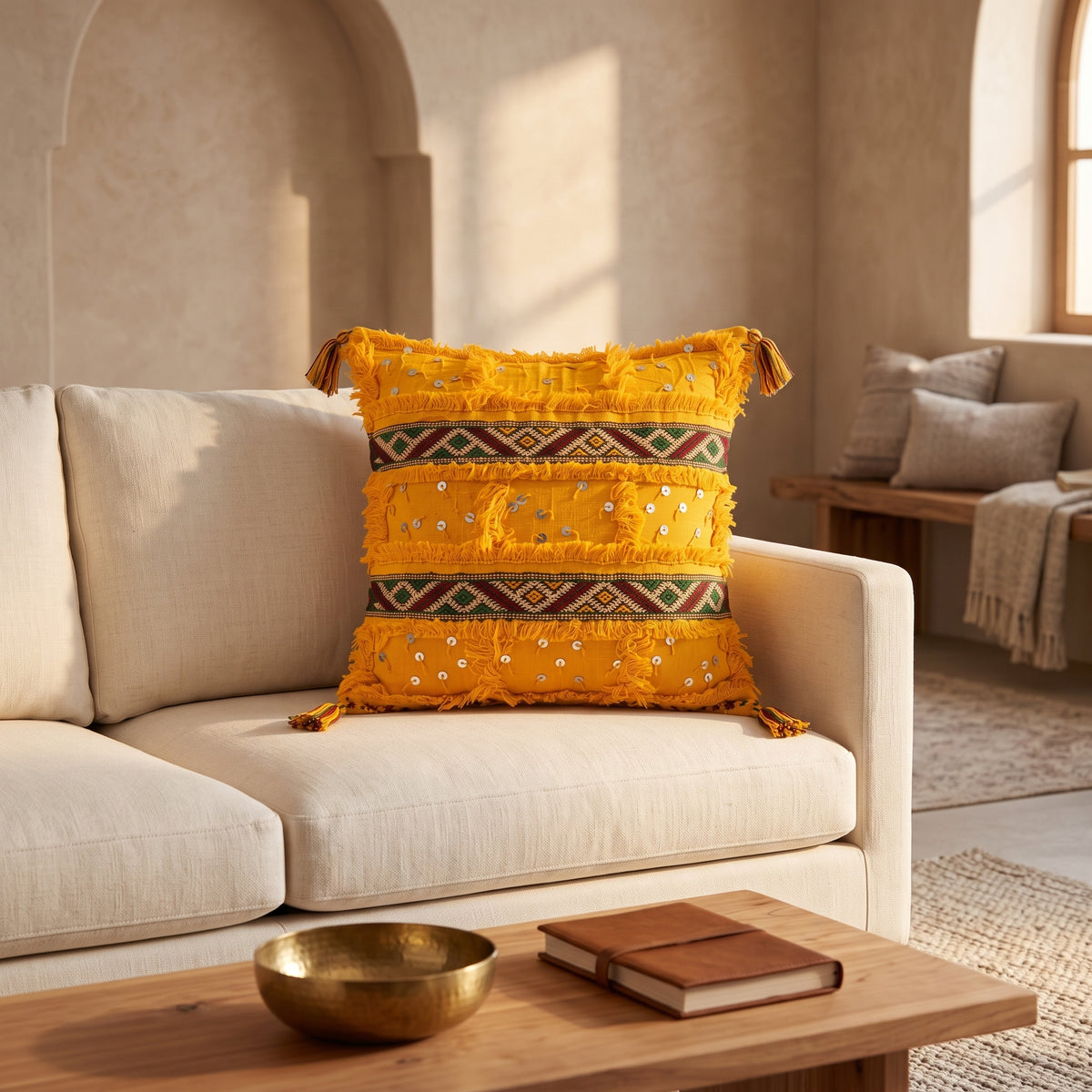 Housse de coussin TIZIRI AYYUR - artisanat textile marocain