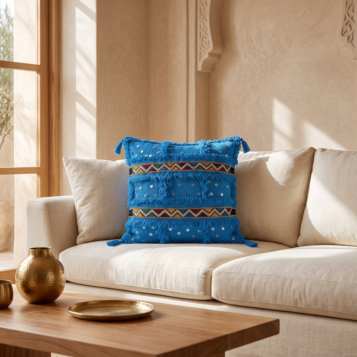 Housse de coussin TIZIRI AYYUR - artisanat textile marocain