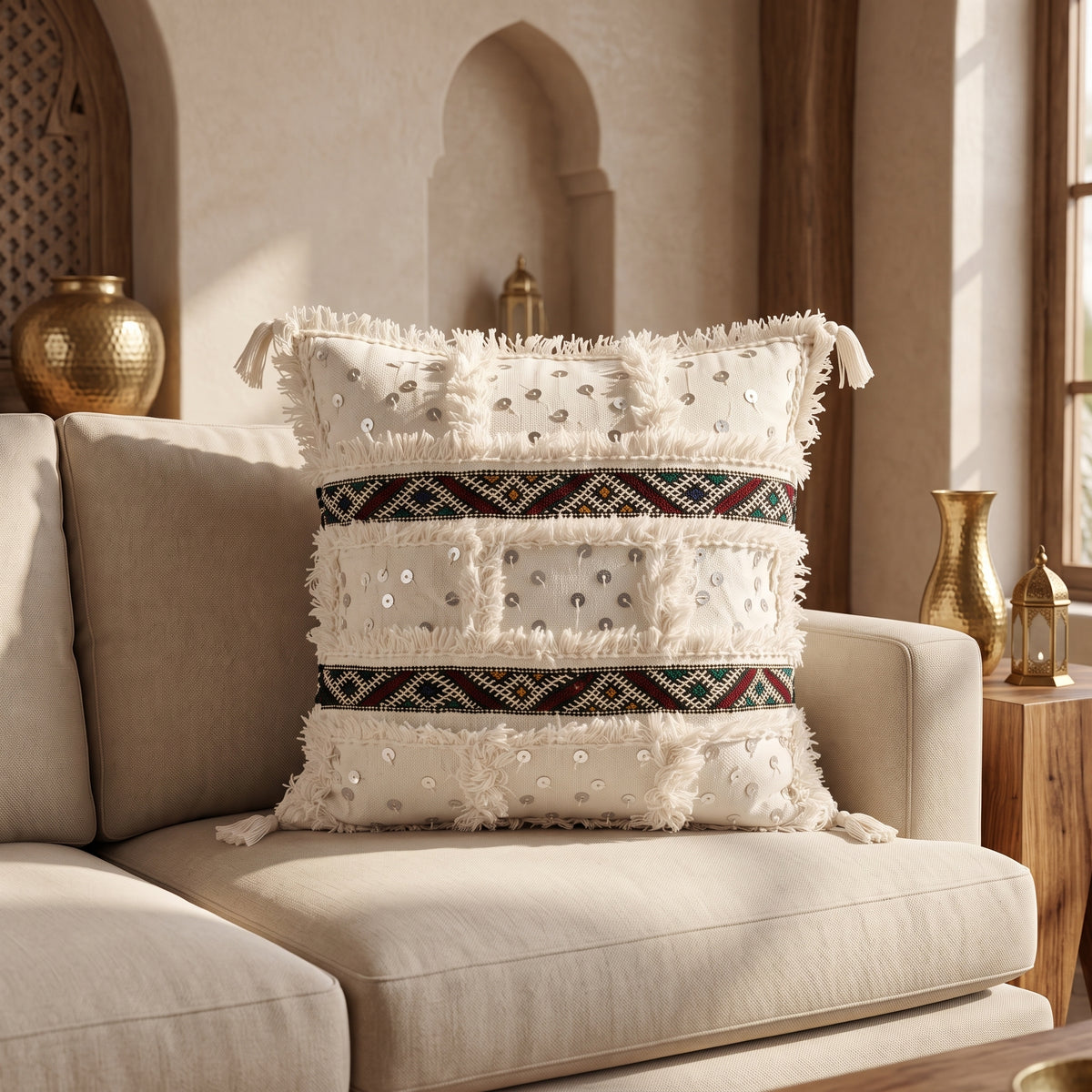 Housse de coussin TIZIRI AYYUR - artisanat textile marocain