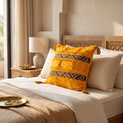 Housse de coussin TIZIRI AYYUR - artisanat textile marocain