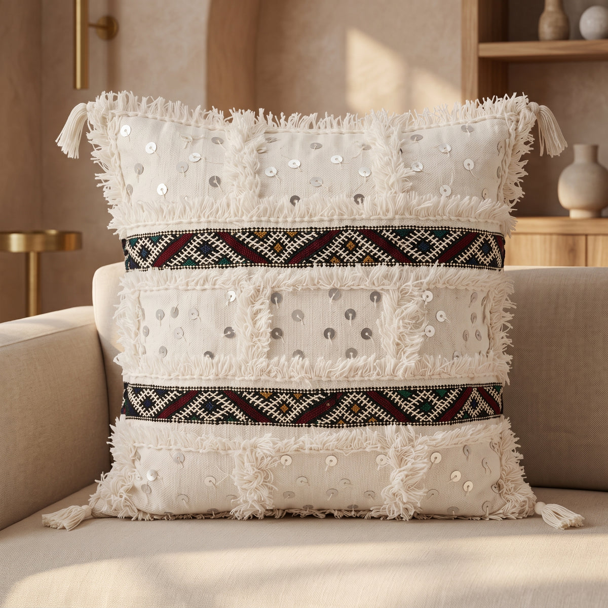 Housse de coussin TIZIRI AYYUR - artisanat textile marocain