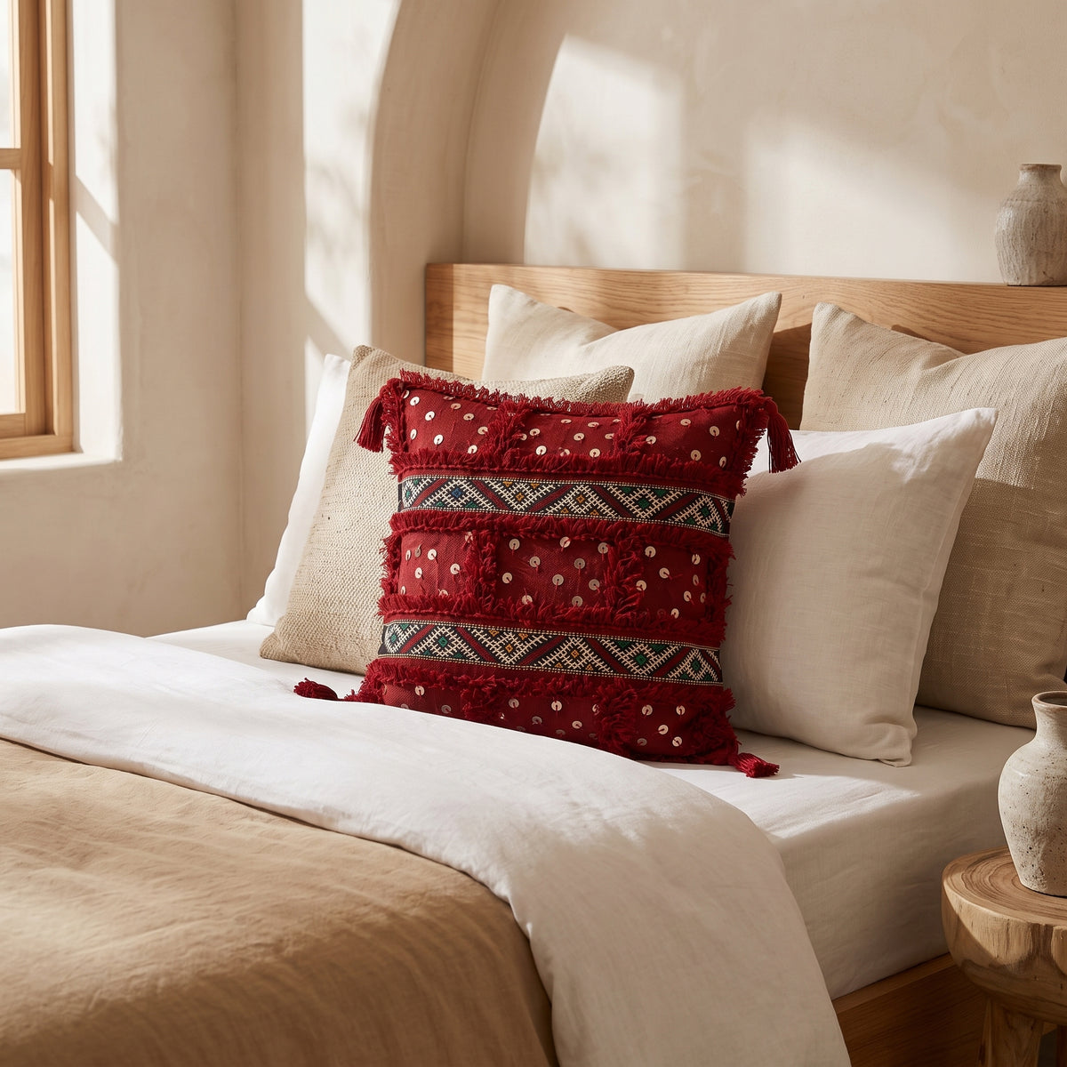 Housse de coussin TIZIRI AYYUR - artisanat textile marocain