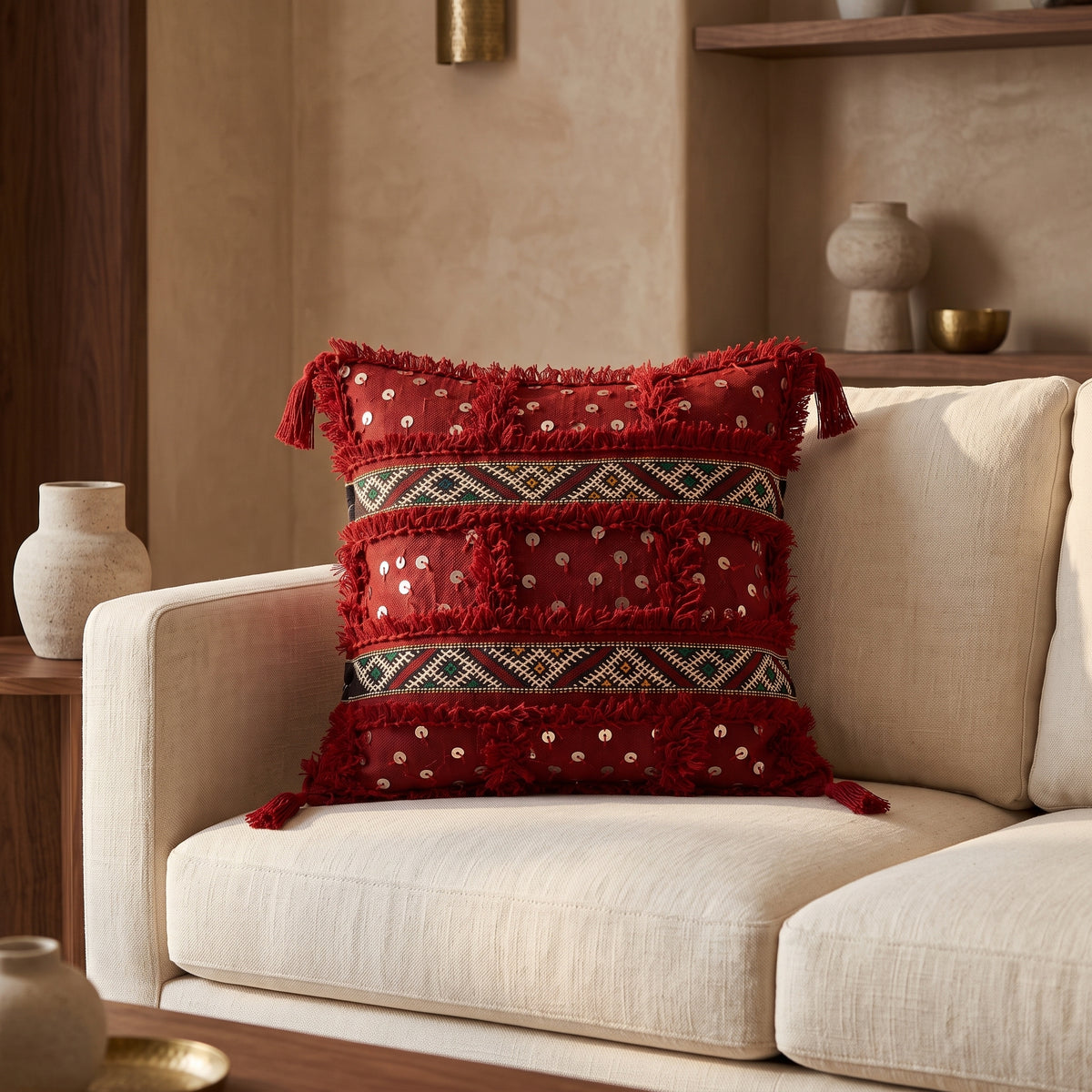 Housse de coussin TIZIRI AYYUR - artisanat textile marocain
