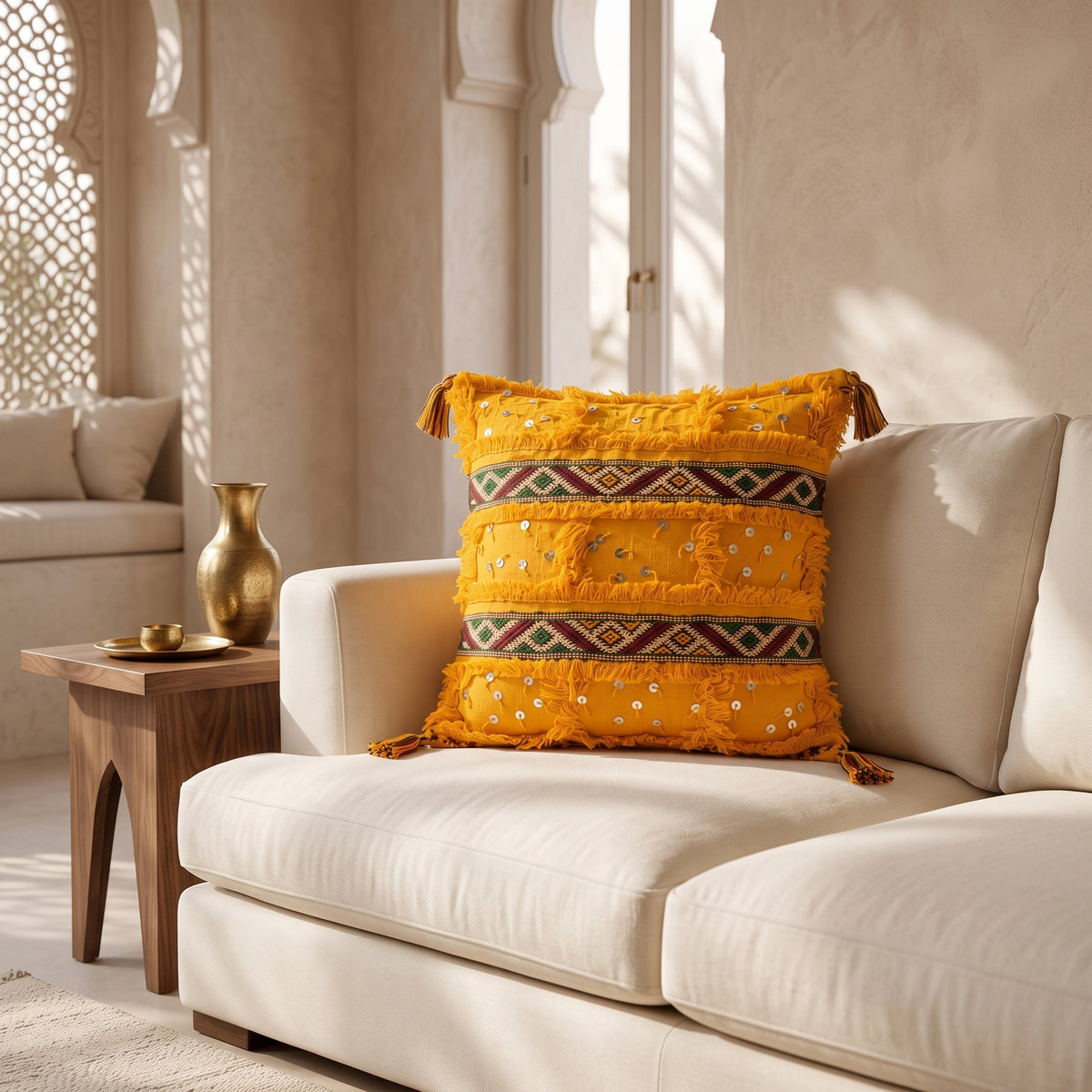 Housse de coussin TIZIRI AYYUR - artisanat textile marocain